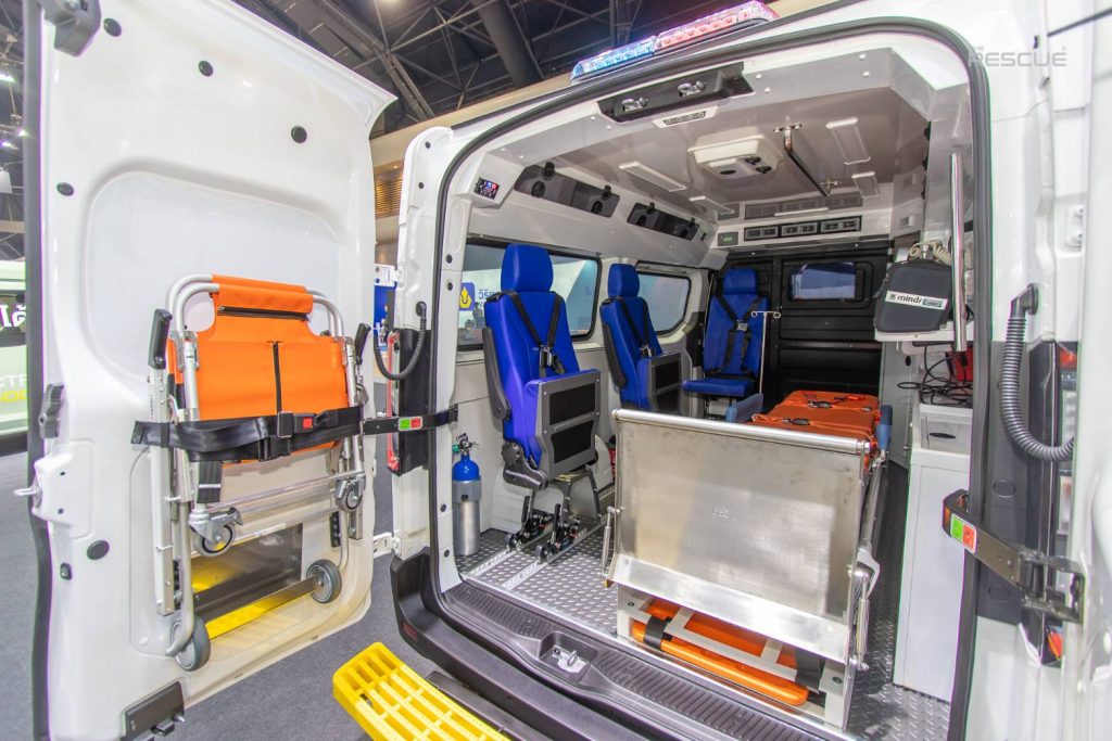 Rear view of ambulance