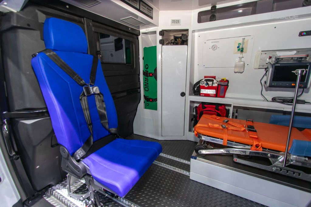 View from nearside door of ambulance